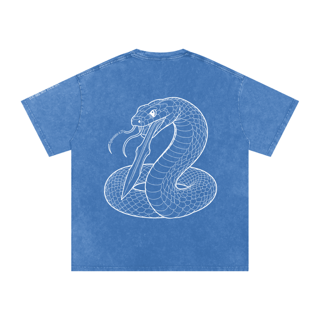 Snow Washed Oversized Cotton T-Shirt: Sins of the Tongue