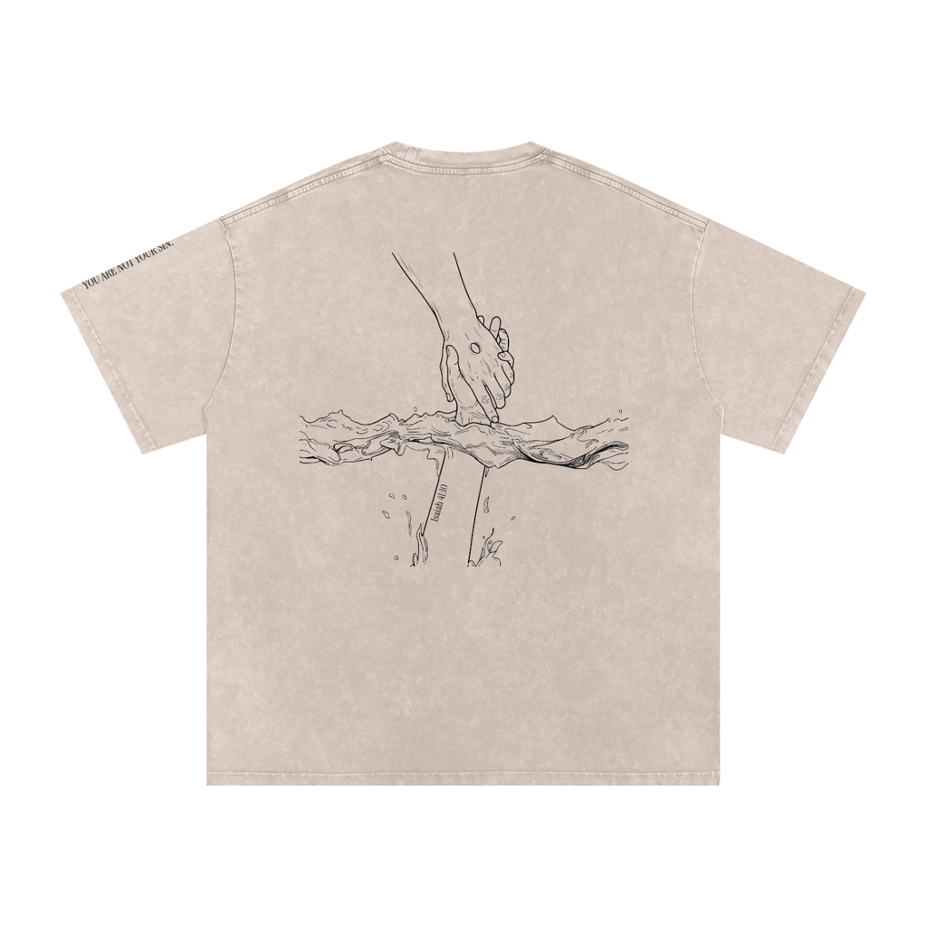 Snow Washed Oversized Cotton T-Shirt: Mental Health/Doubt
