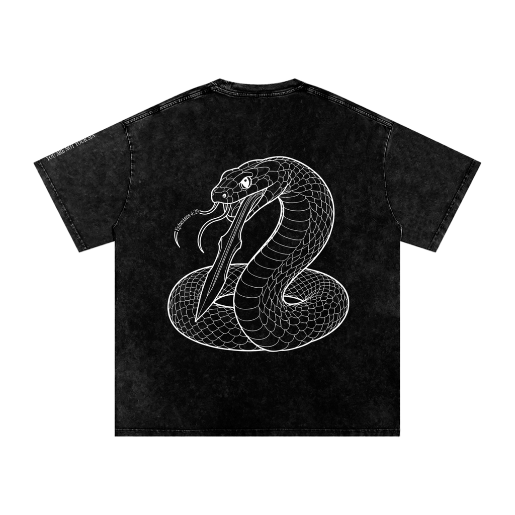 Snow Washed Oversized Cotton T-Shirt: Sins of the Tongue