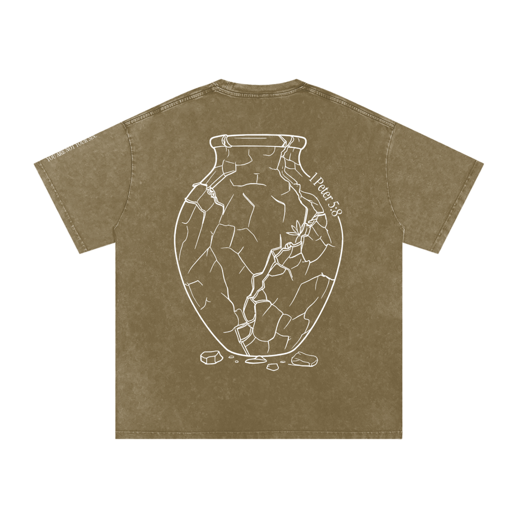Snow Washed Oversized Cotton T-Shirt: Sobriety