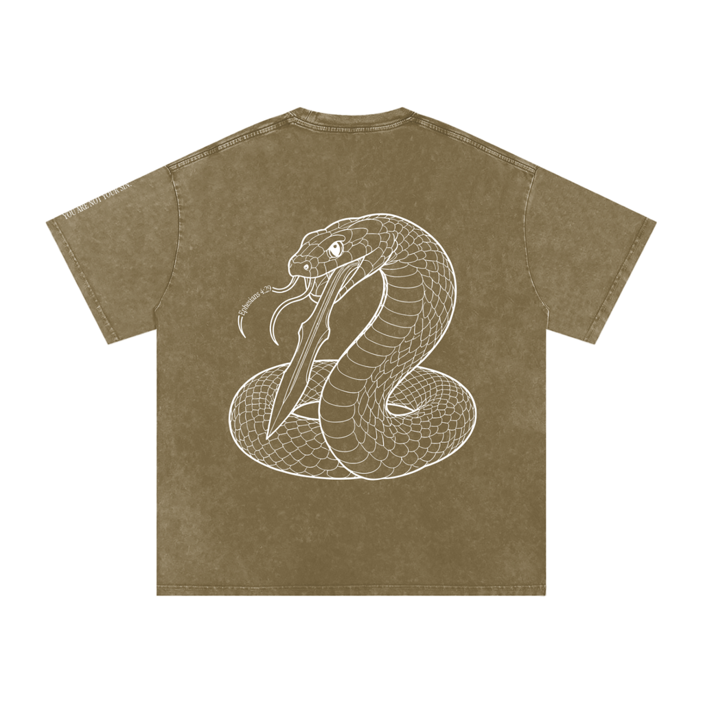 Snow Washed Oversized Cotton T-Shirt: Sins of the Tongue