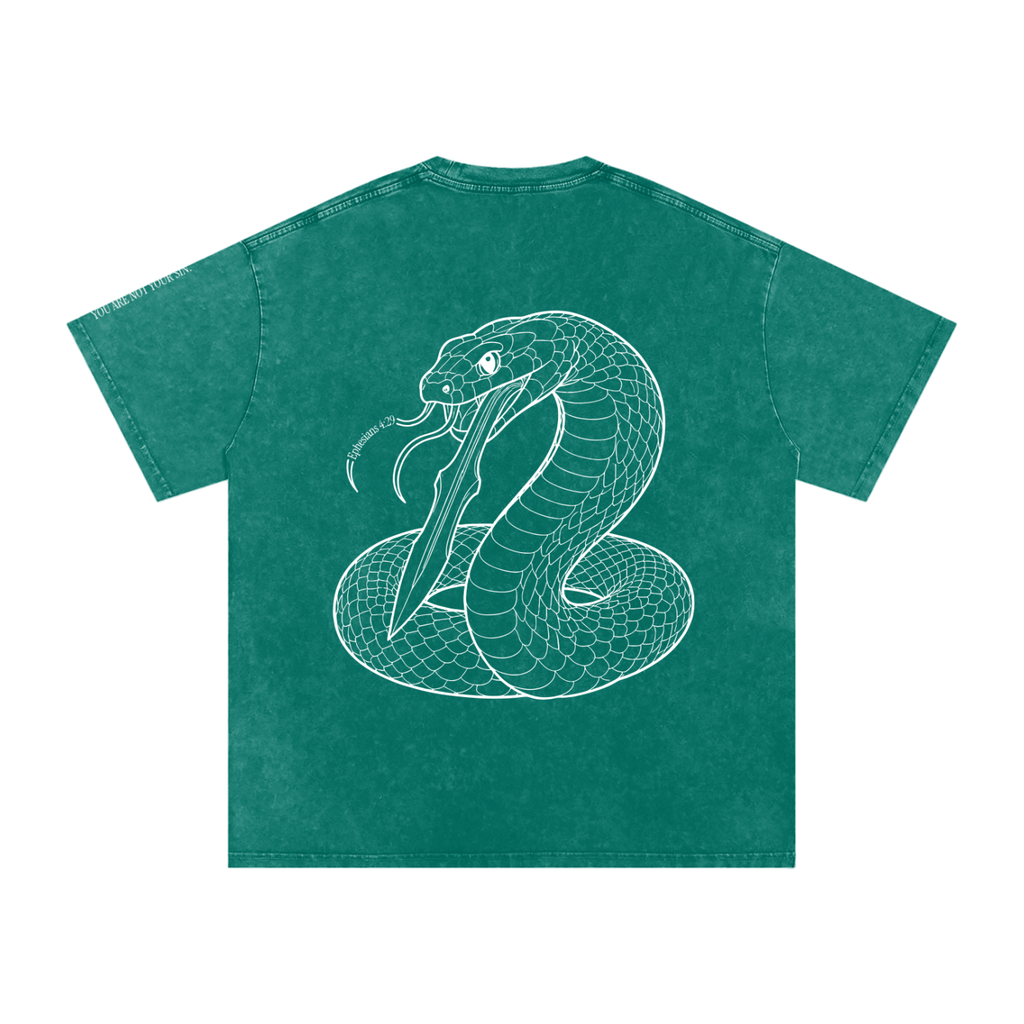 Snow Washed Oversized Cotton T-Shirt: Sins of the Tongue