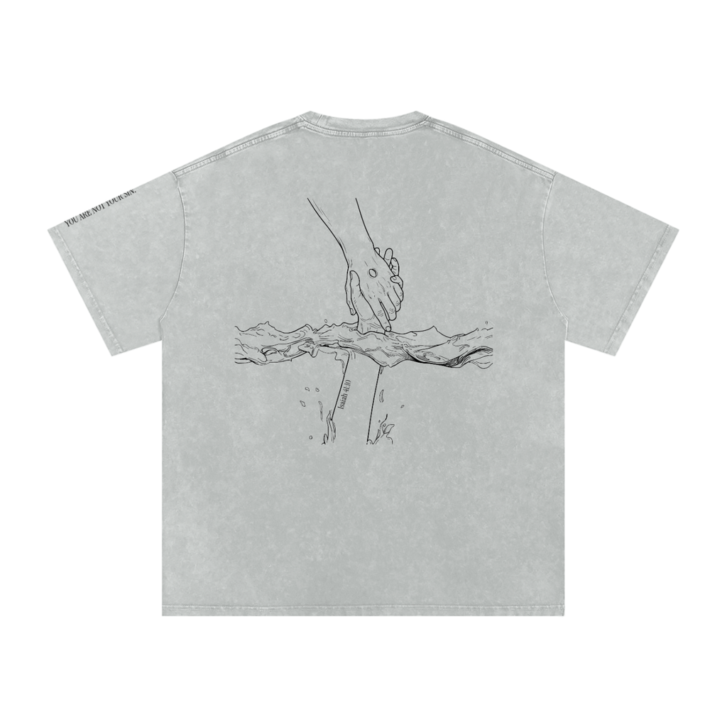 Snow Washed Oversized Cotton T-Shirt: Mental Health/Doubt