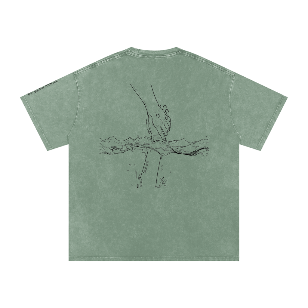 Snow Washed Oversized Cotton T-Shirt: Mental Health/Doubt