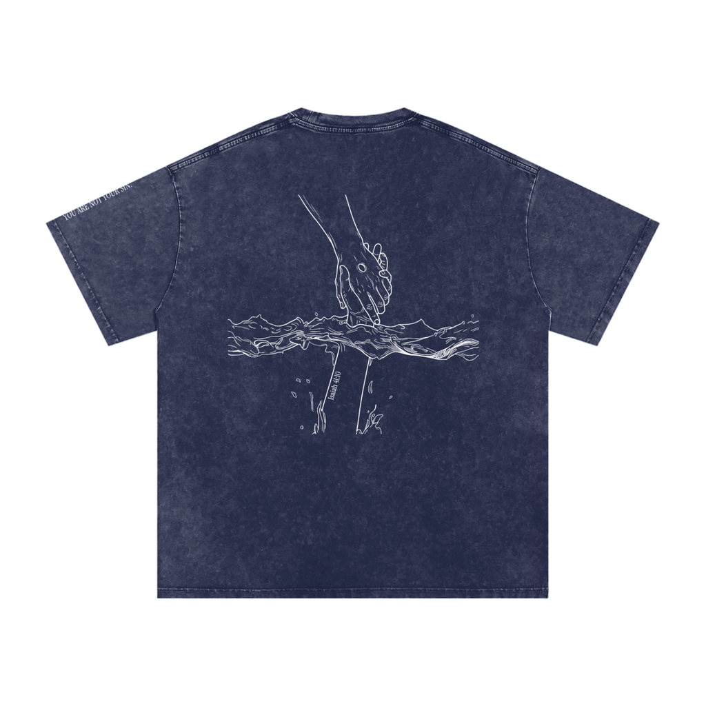 Snow Washed Oversized Cotton T-Shirt: Mental Health/Doubt