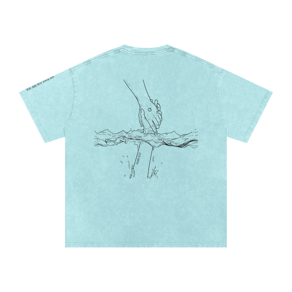 Snow Washed Oversized Cotton T-Shirt: Mental Health/Doubt