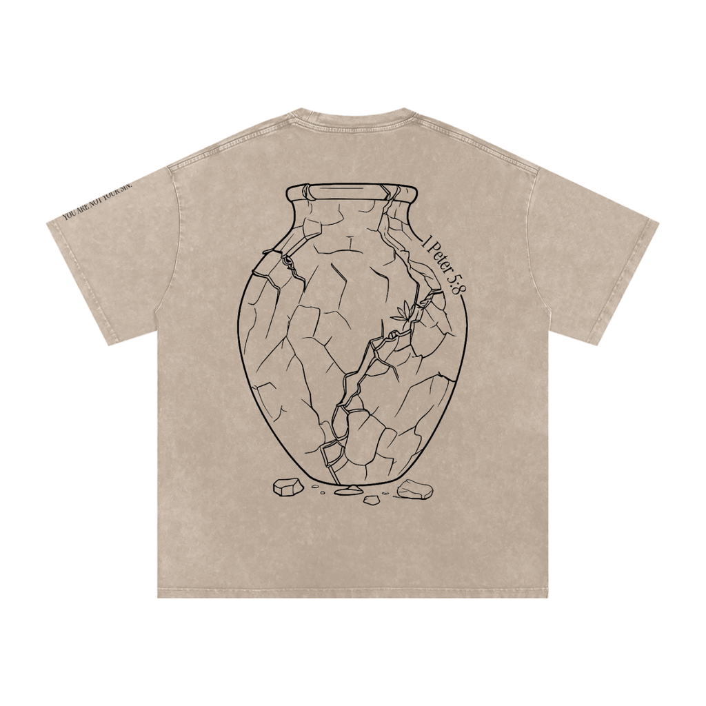 Snow Washed Oversized Cotton T-Shirt: Sobriety