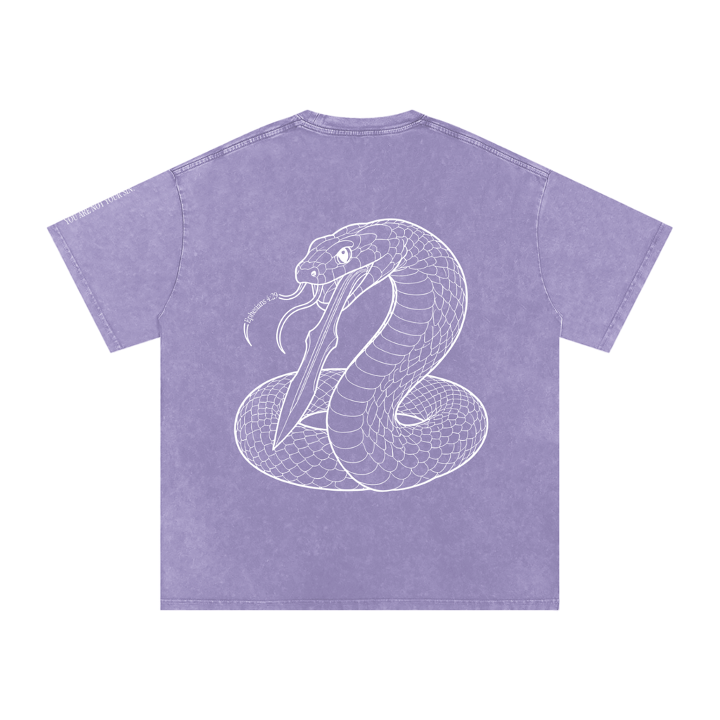Snow Washed Oversized Cotton T-Shirt: Sins of the Tongue