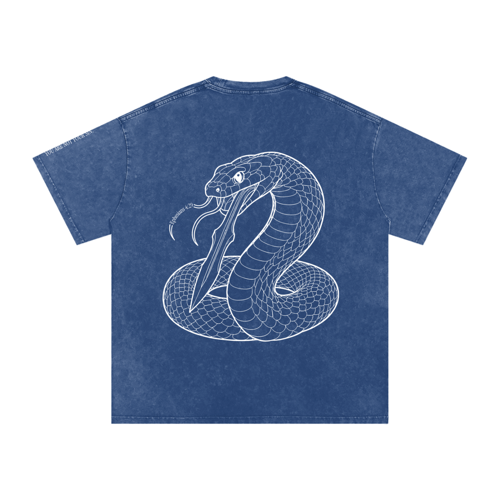Snow Washed Oversized Cotton T-Shirt: Sins of the Tongue