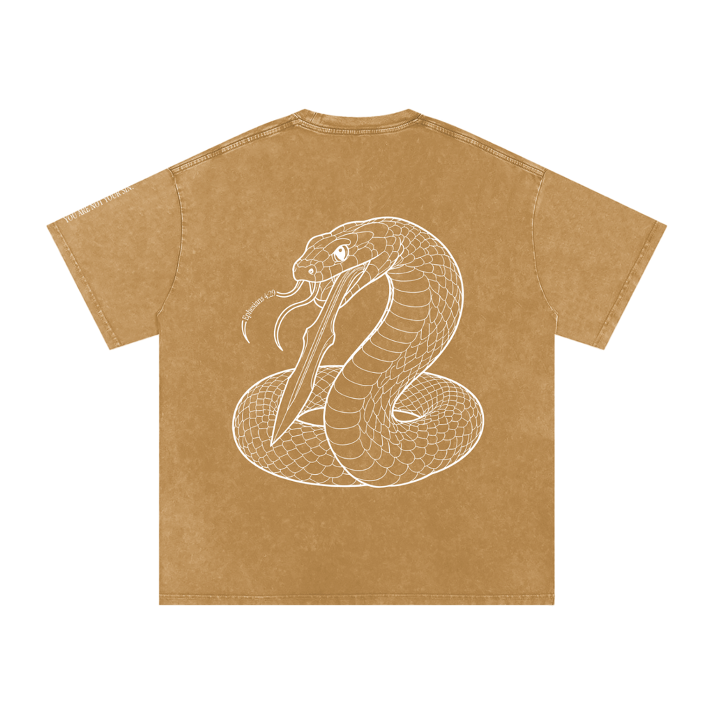 Snow Washed Oversized Cotton T-Shirt: Sins of the Tongue