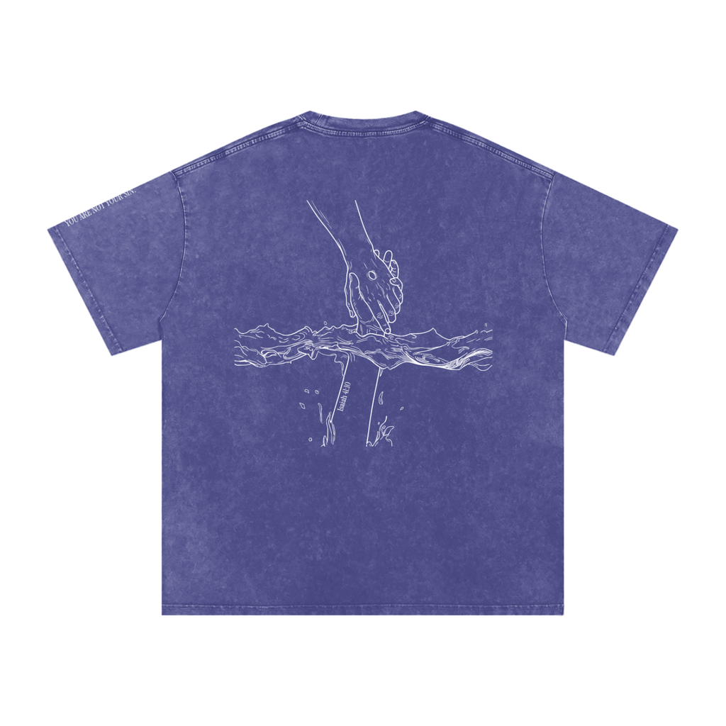 Snow Washed Oversized Cotton T-Shirt: Mental Health/Doubt