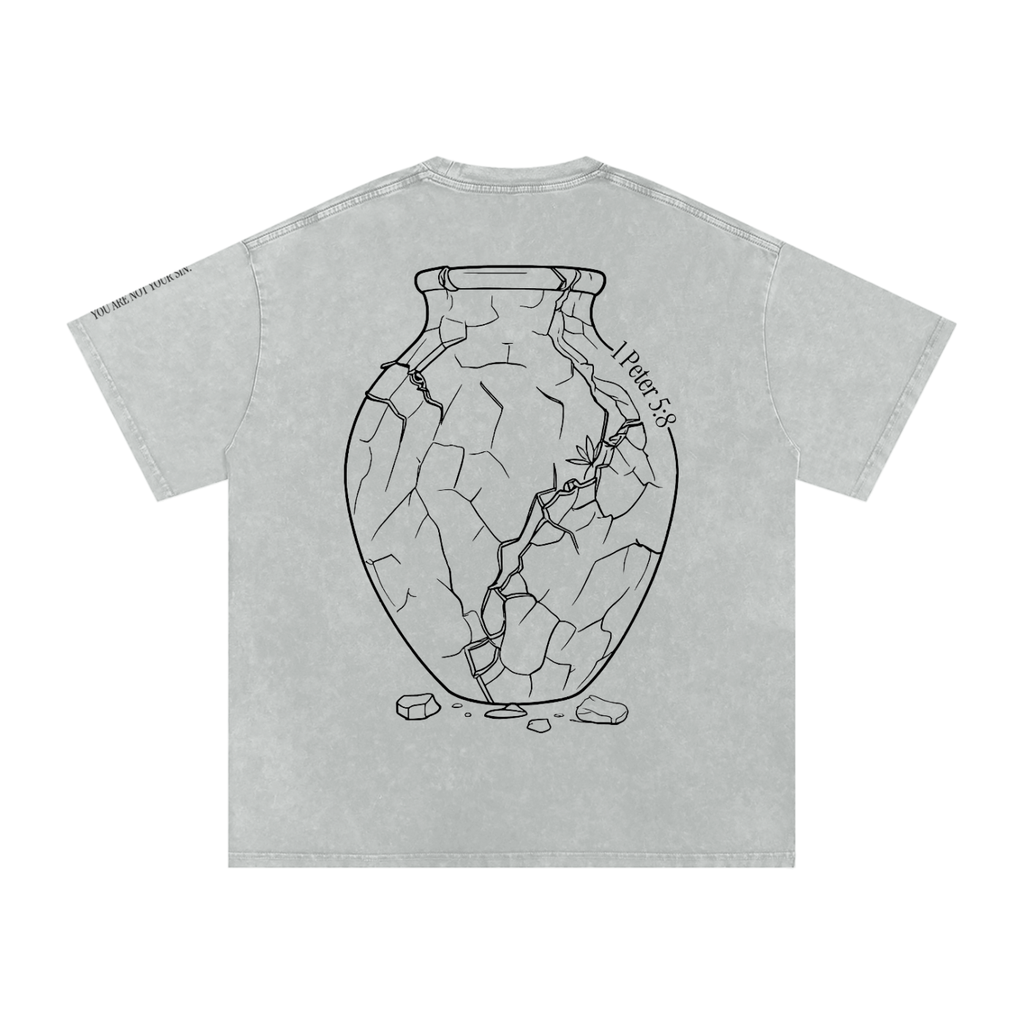Snow Washed Oversized Cotton T-Shirt: Sobriety