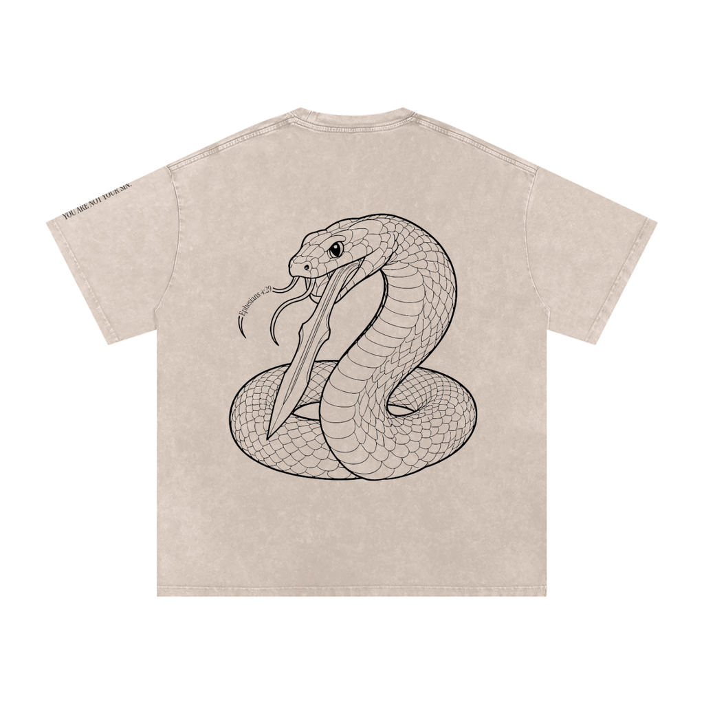 Snow Washed Oversized Cotton T-Shirt: Sins of the Tongue