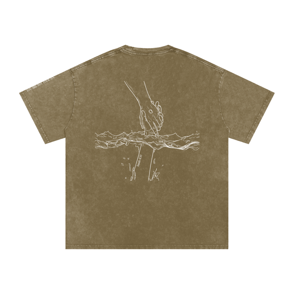 Snow Washed Oversized Cotton T-Shirt: Mental Health/Doubt