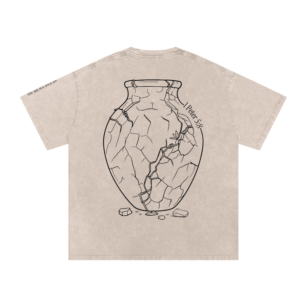 Snow Washed Oversized Cotton T-Shirt: Sobriety