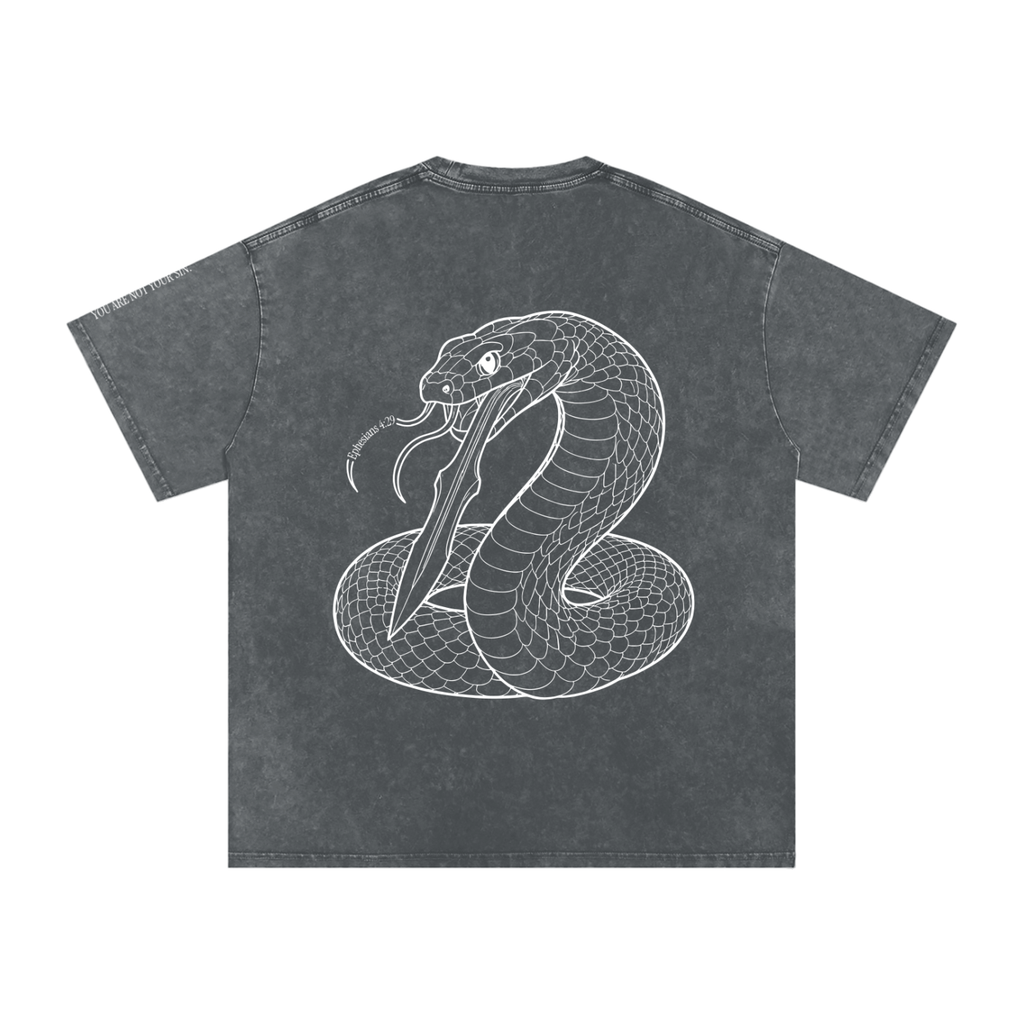 Snow Washed Oversized Cotton T-Shirt: Sins of the Tongue