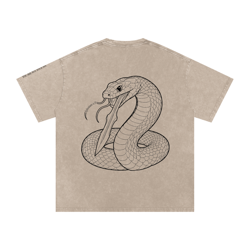 Snow Washed Oversized Cotton T-Shirt: Sins of the Tongue