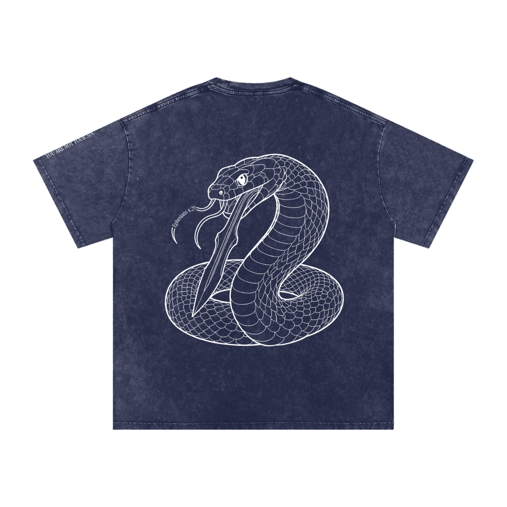 Snow Washed Oversized Cotton T-Shirt: Sins of the Tongue