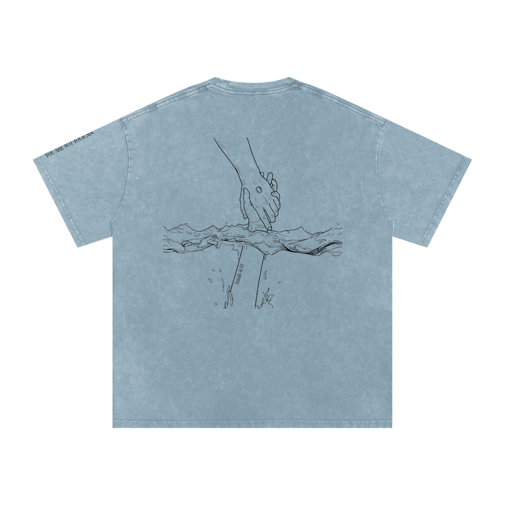 Snow Washed Oversized Cotton T-Shirt: Mental Health/Doubt