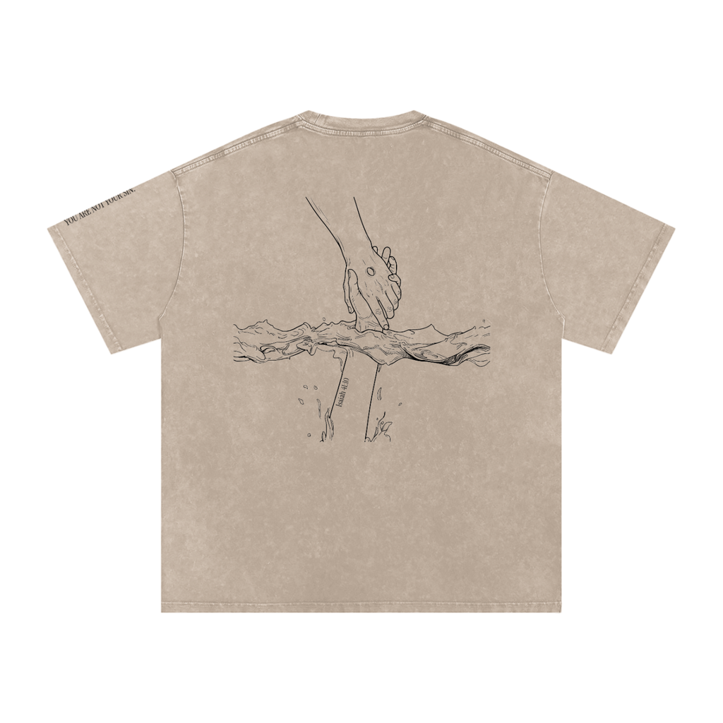 Snow Washed Oversized Cotton T-Shirt: Mental Health/Doubt